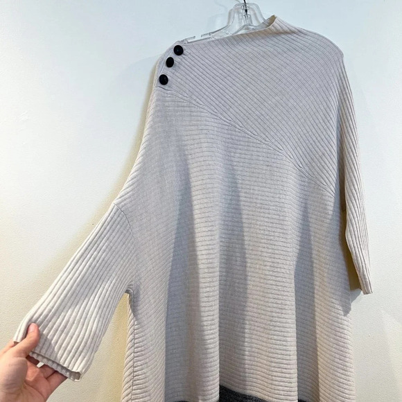 Rag & Bone 100% Merino Wool Asymmetric Cowl Neck Ribbed Knit Tunic Sweater Small - Picture 3 of 9